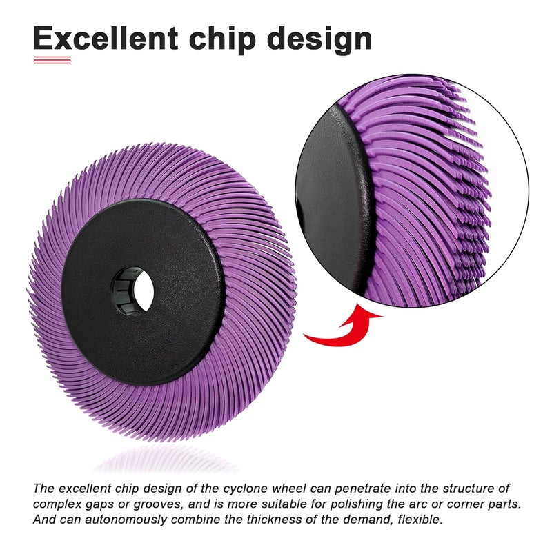 HIEMTE Radial Bristle Brush, 6 in x 1/2 in x 1 in, 600#, 1SET，Ten Single Piece with Adapter - Image 3